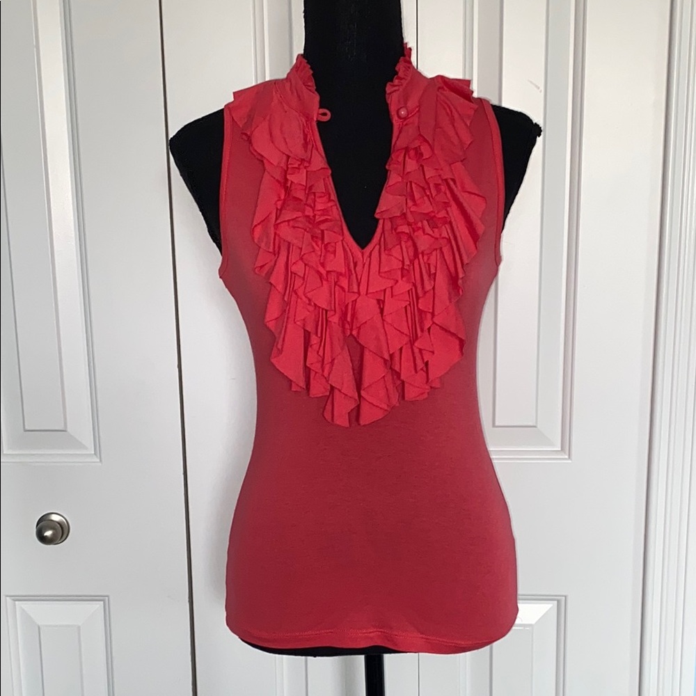 Vintage Made In The U.S.A Small Forever 21 Pink Ruffled Women's Top Blouse